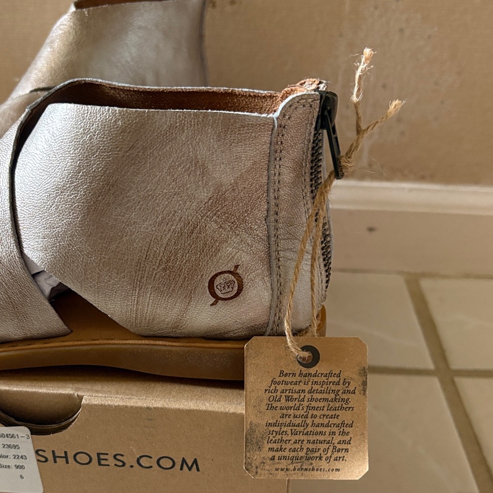 Born Light Gold Leather Wrap Sandal - Picture 2 of 8